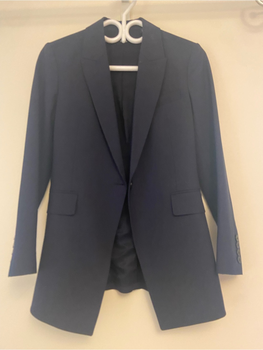 Theory Dark Navy Single-Button Notch Lapel Blazer